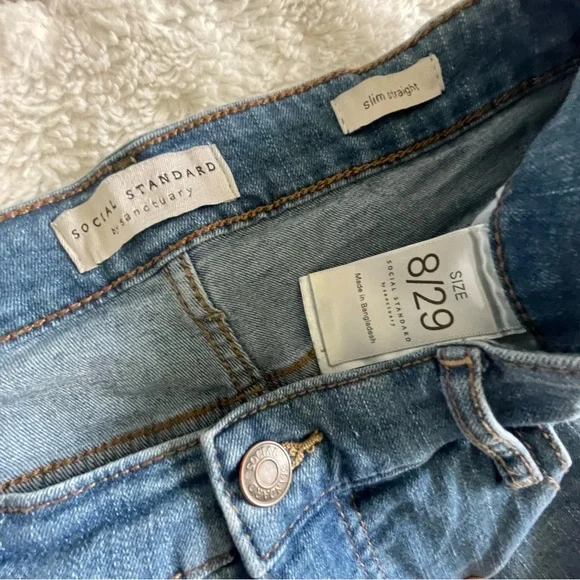 Social Standard By Sanctuary Womens Slim Straight Blue Jeans Size 8/29 - Picture 4 of 6